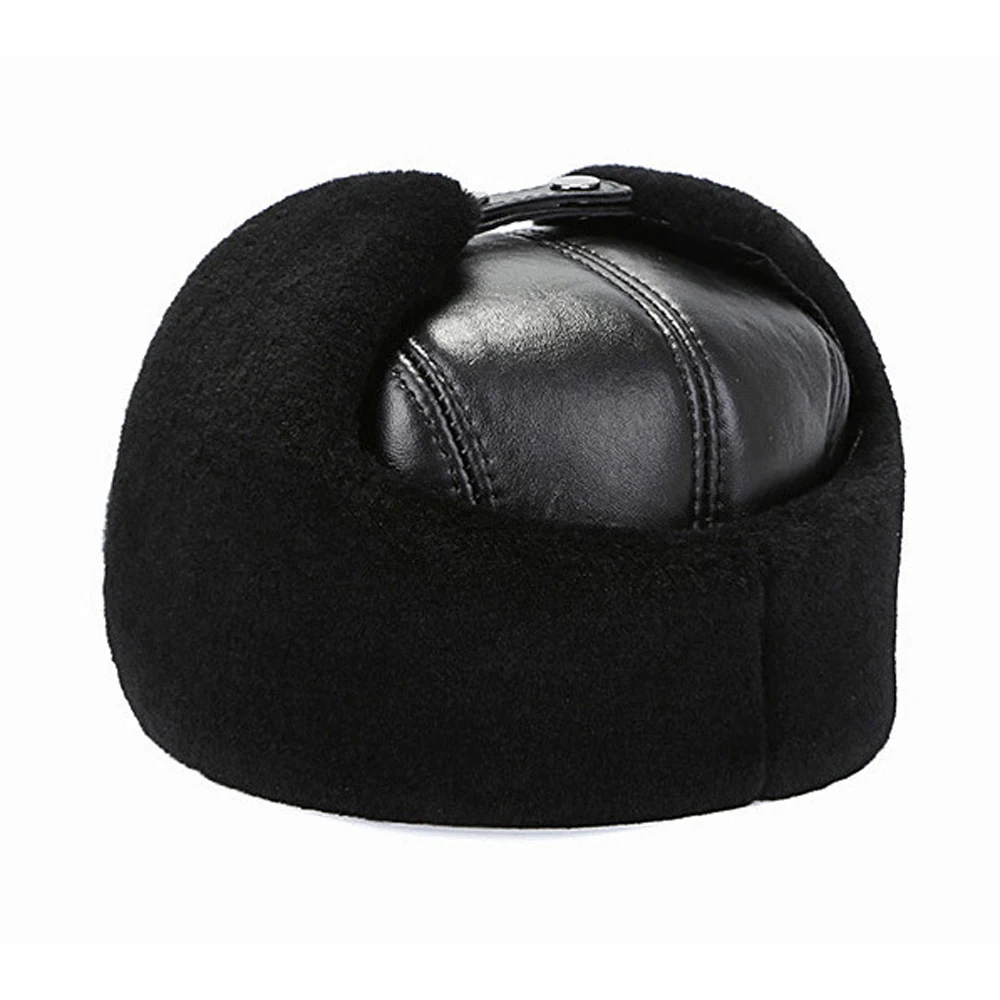 Новая зимняя русская мужская шапка бомбер из натуральной овечьей шерсти Толстая