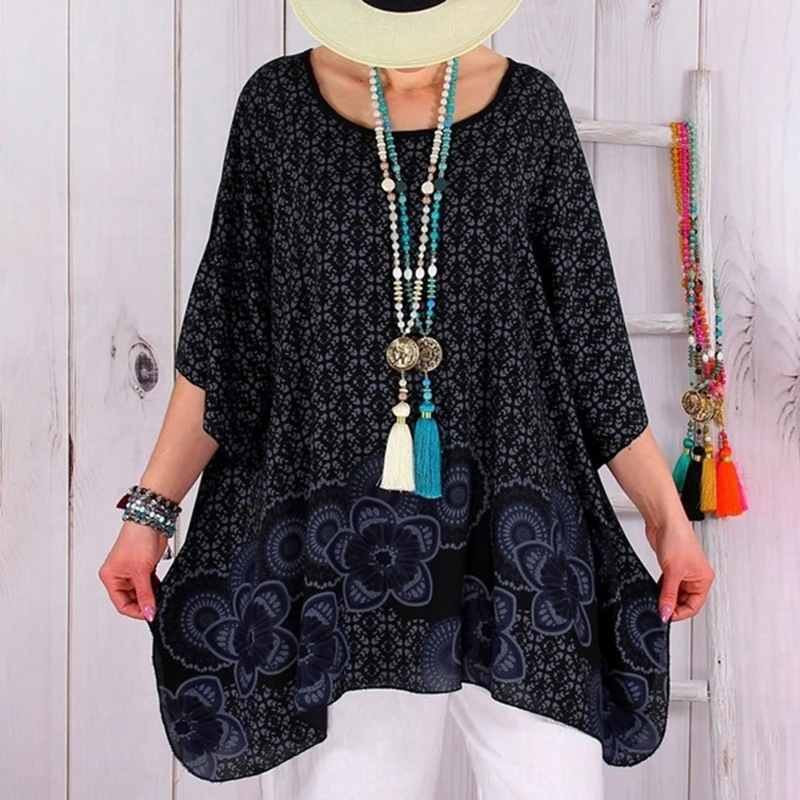 Женское платье летнее праздничное с круглым вырезом повседневное Свободное 3/4