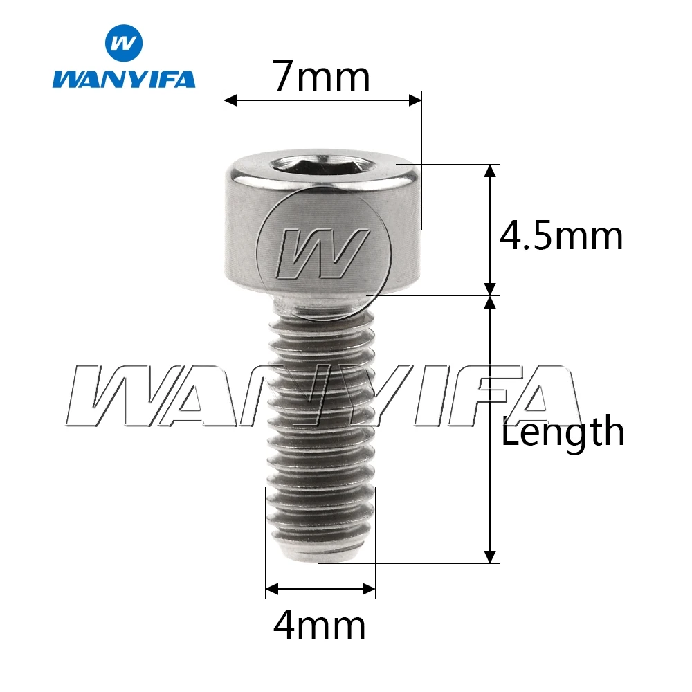 Wanyifa Ti Болт M4 x 10 12 15 мм Din912 шестигранный ключ Винт велосипедный болты титановый крепеж