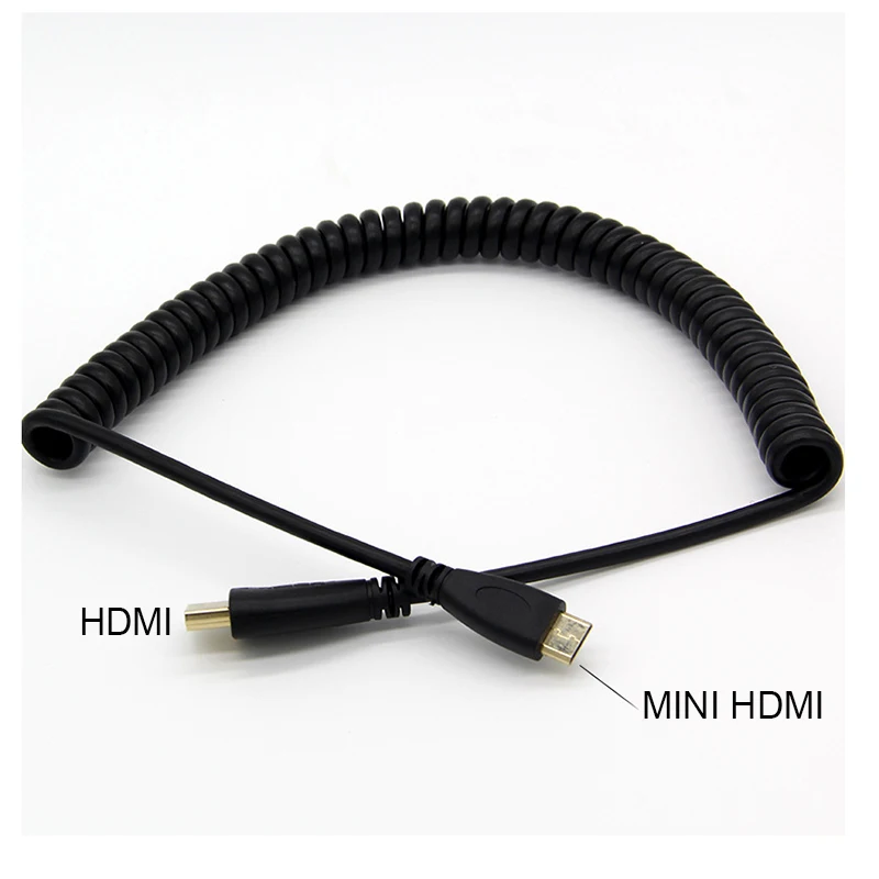 Высокоскоростной пружинный эластичный изогнутый кабель Mini HDMI V1.4 3D для