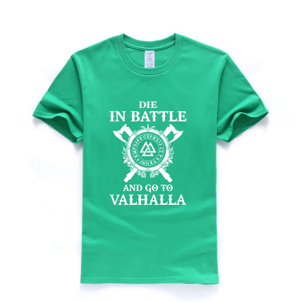 green Odin Vikings, Мужская футболка, умри в бою и пойди в Валгаллу, мужская летняя футболка с принтом в стиле хип-хоп, черные топы, футболка размера плюс XXXL - Цвет: green