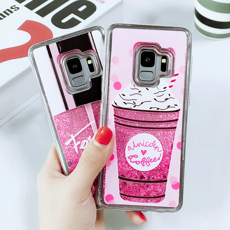 Чехол для Samsung Galaxy A7 2018 S9 S10 Plus блестящий Жидкий чехол S7 Edge S8 Note 9 A5 2017 J7 J3 J5 2016 |