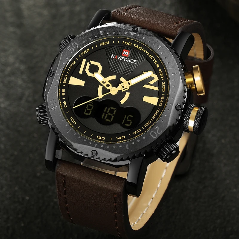 NAVIFORCE Мода Relogio Masculino мужские спортивные часы Мужские Цифровые светодиодный