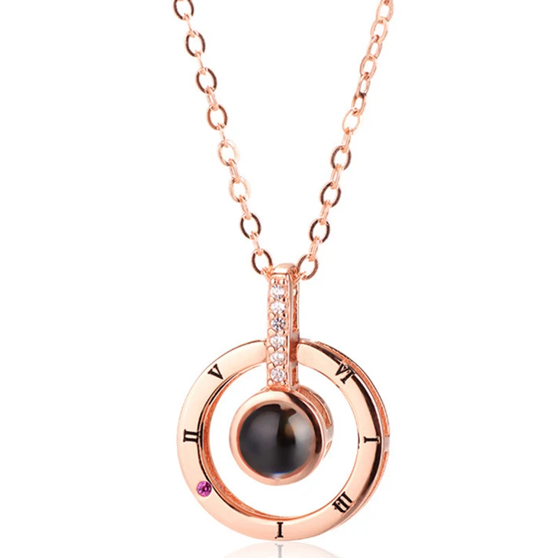 rosegold Дропшиппинг новое розовое золото серебро 100 языков I Love You Проецирование ожерелье воспоминания о романтической любви свадебное ожерелье - Окраска металла: rosegold