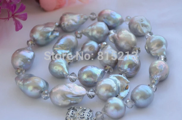 Ddh001450 серое ожерелье с кристаллами в стиле барокко REBORN PEARL|crystal necklace|necklace necklacepearl