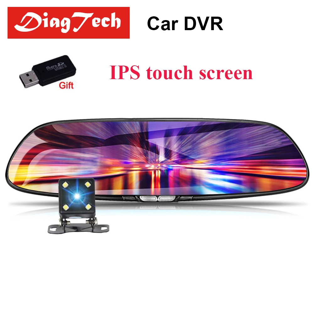 " автомобильный видеорегистратор с сенсорным экраном камера DashCam Авто DVR двойной объектив рекордер зеркало заднего вида Full HD 1080P камера ночного видения