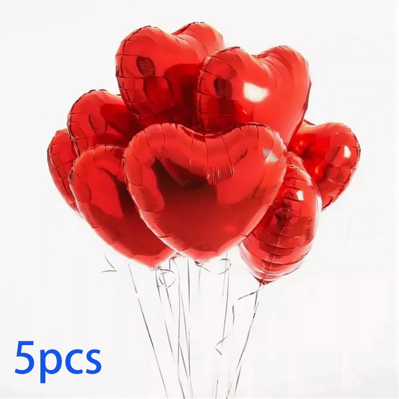 5pcs red foil ball 18 дюймов розовое золото сердце фольгированный шар 10 дюймов Белый Розовый Латекс конфетти для воздушного шара шар свадебное украшение день Рождения Вечеринка Детские игрушки - Цвет: 5pcs red foil ball