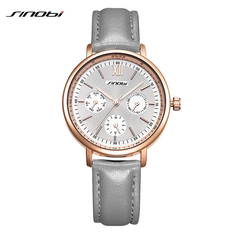 SINOBI бренд для женщин часы 2019 пояса из натуральной кожи Reloj Mujer роскошное платье