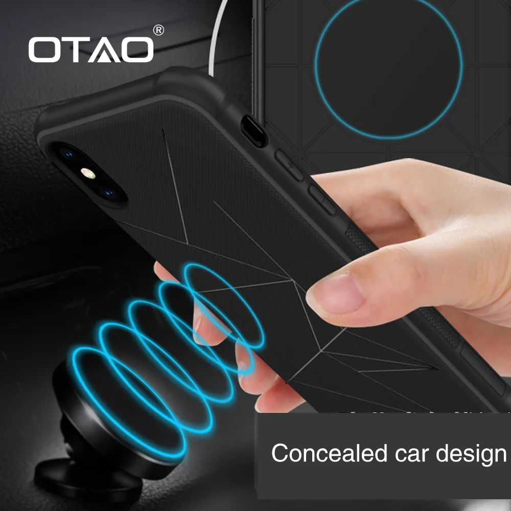OTAO Magnetic Phone Case For iphone X 7 8 Plus 6 6S Cases Soft Silicone Car Holder Back Cover Apple 5 5S 10 Coque |