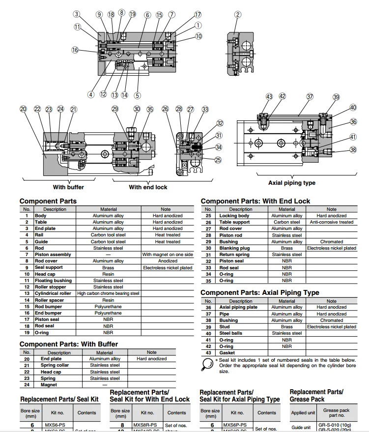 MXS16-10AS MXS16-20AS MXS16-30AS MXS16-40AS SMC направляющая пневматический цилиндр, компоненты MXS серии