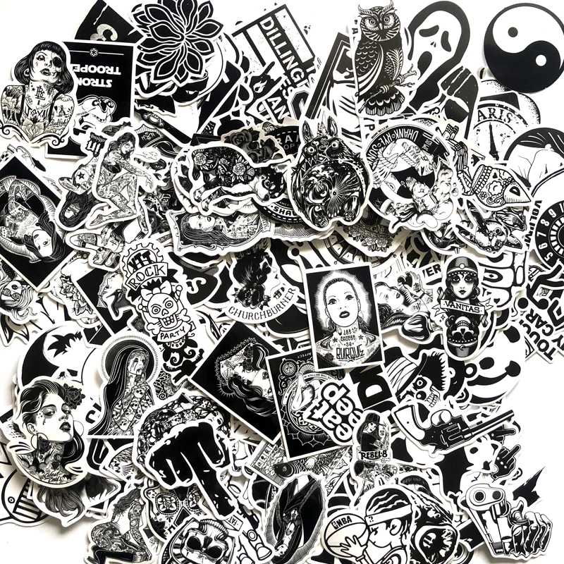 300 шт черно-белая наклейка doodle панк JDM крутая Татуировка красота наклейка ноутбук чемодан для скейтборда велосипед игрушка Стайлинг наклейки