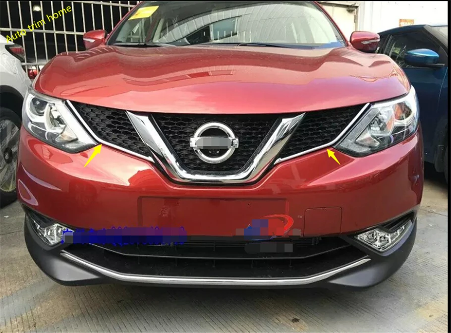 

Lapetus ABS Chrome Front Head Grille Grill Cover Trim Kit 2 Pcs / Set For Nissan Qashqai J11 2014 2015 2016 Auto Accessories