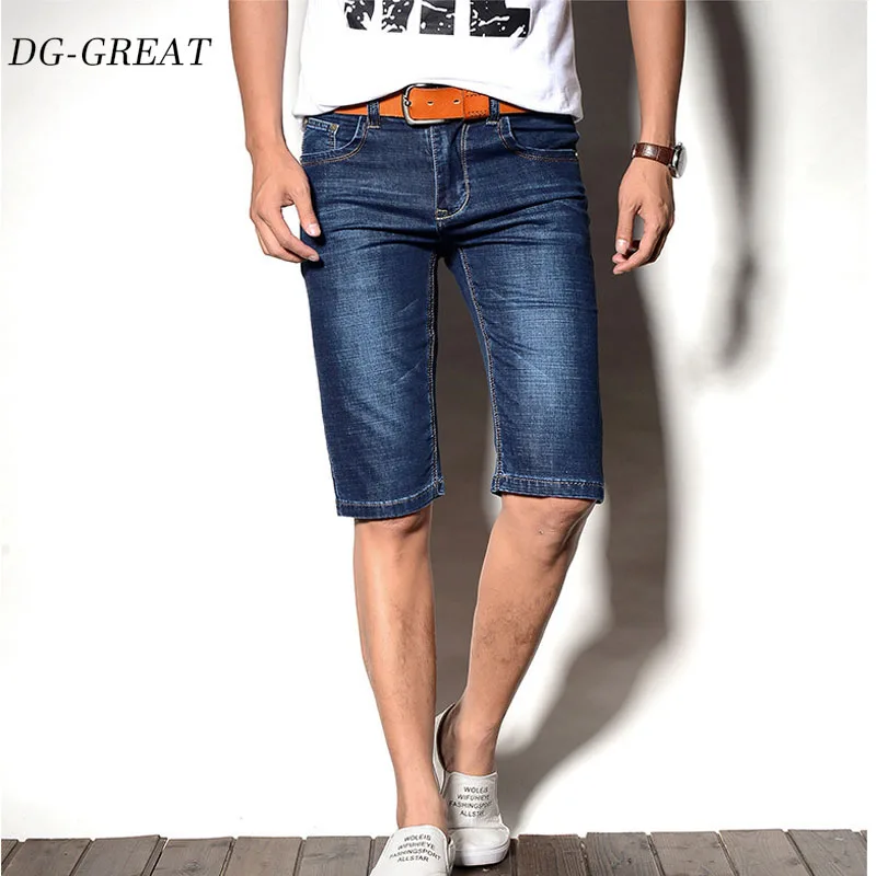 Шорты мужские летние хлопковые с карманами длиной до колена однотонные синие