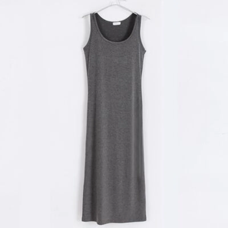 

2018 summer Fashion Modal Women Dress Plus Size Solid Loose Cotton Casual Sleeveless O-neck Vest Long Elasticity Dress QH1353