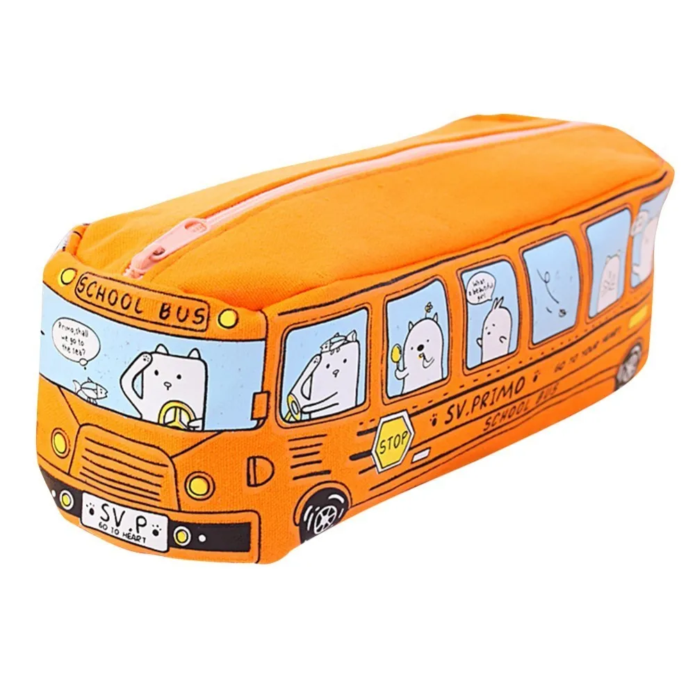 Creative Lovely Bus Style Shape Pen Bag Multifunction Stationeryl Case For School Students Canvas cute Cases | Канцтовары для офиса