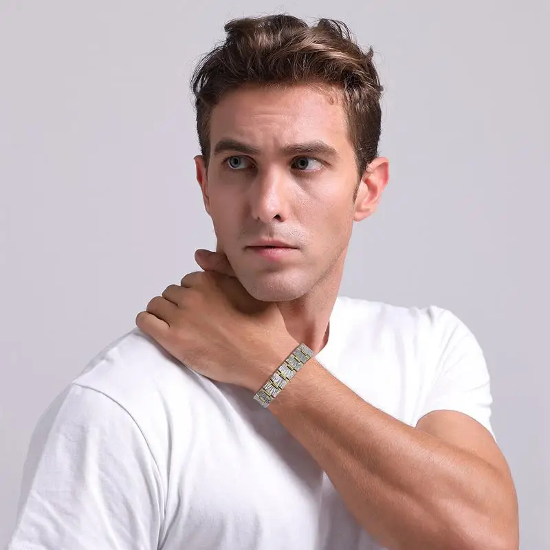 Vnox 100% Титан Браслеты Для мужчин ювелирные изделия здоровья Мощность Магнитная