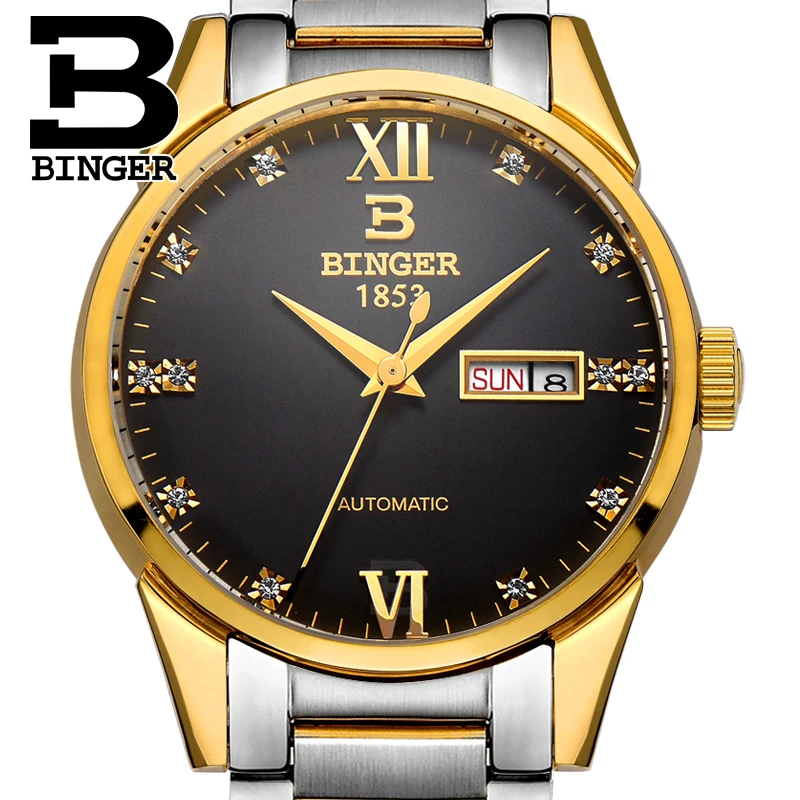

Switzerland men's watch luxury brand BINGER Automatic Mechanical Watches full stainless steel waterproof Sapphire Clocks B1128-7