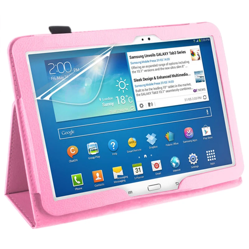 Кожаный чехол для samsung Galaxy Tab 3 10,1 P5200 P5210 P5220 Tablet чехол для планшета самсунг таб 3 самсунг таб 3 чехол чехол на планшет самсунг таб 3 - Цвет: Розовый