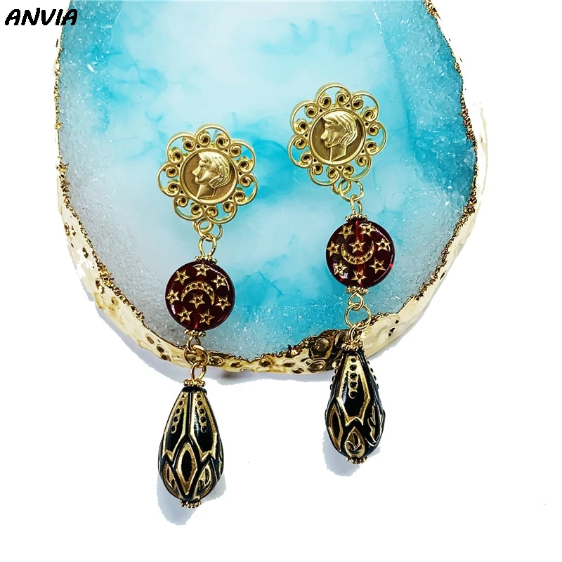 

Vintage Irregular Gold Moon Stars Drop Earrings For Women 2019 Brincos Geometric Drop Earring Wedding DIY Pearl Jewelry Dropship
