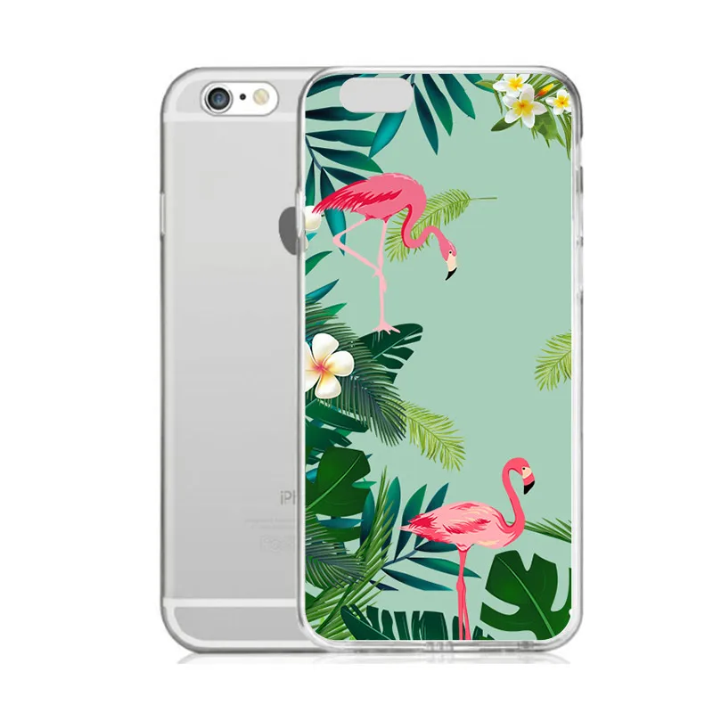 TPU прозрачный телефон чехол для iPhone 6 6s 7 8 plus x милый мультяшный Фламинго мягкий