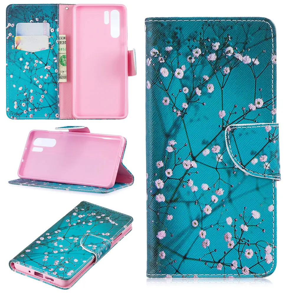 Fashion Panda Flower Tree Butterfly Pattern PU Leather phone Case For Huawei P30 Pro Flip Wallet Cover PRO Coque | Мобильные
