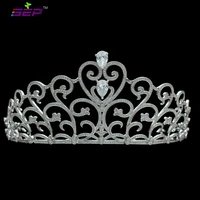 full cubic zirconia heart bridal wedding tiara crown hair jewelry accessories pageant headpiece tr15119