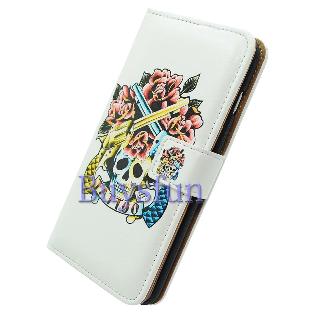 Bcov Череп Пистолет Вырос Бумажник Кожаный Чехол Case Для Samsung Galaxy S7/S7 Edge |