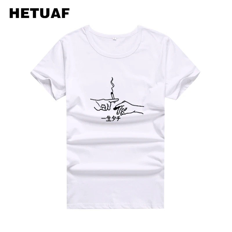 Женская футболка с рисунком сигареты HETUAF белая курения в японском стиле ольччан
