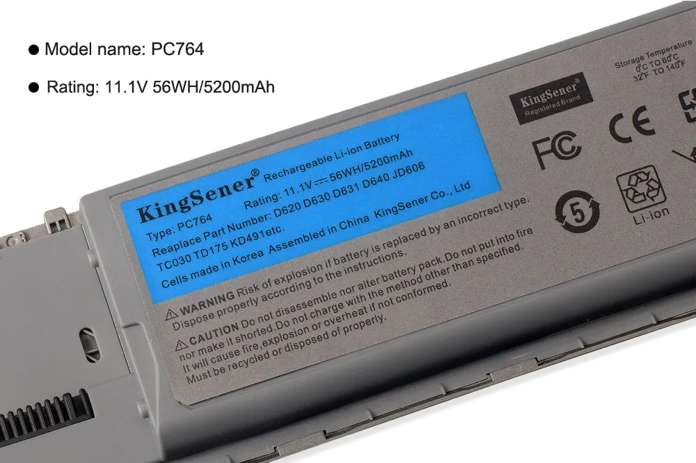 KingSener 11,1 В 5200 мАч Корея сотовый PC674 Батарея для DELL D620 D630 D631 D640 D63C D630N D631N D830N JD606 TC030 TD175 KD491