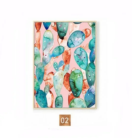 

Nordic Posters Watercolor Cactus Painting Landscape Plants Wall Art Pictures Modern Living Room Decorations Poster And Print