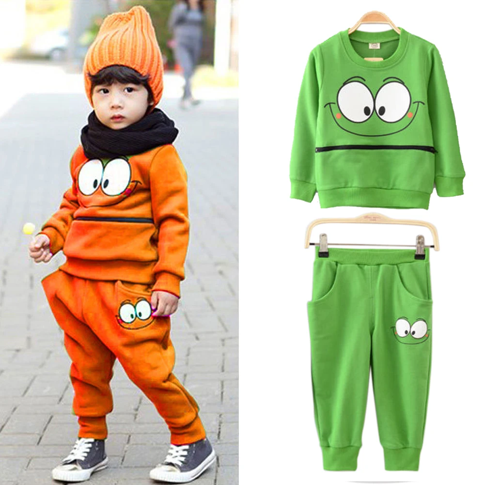 2017 Baby Boys Girls Clothes Set Kid Pullover Tops Sportswear Cotton Long Pants Tracksuit Outfit Smiling Face Suits 2-7Y | Детская