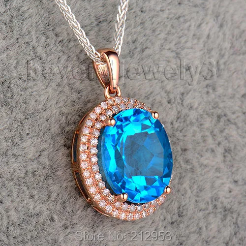 Новый Винтажный Овальный Кулон из розового золота 14Kt 10х12 мм с натуральным темным
