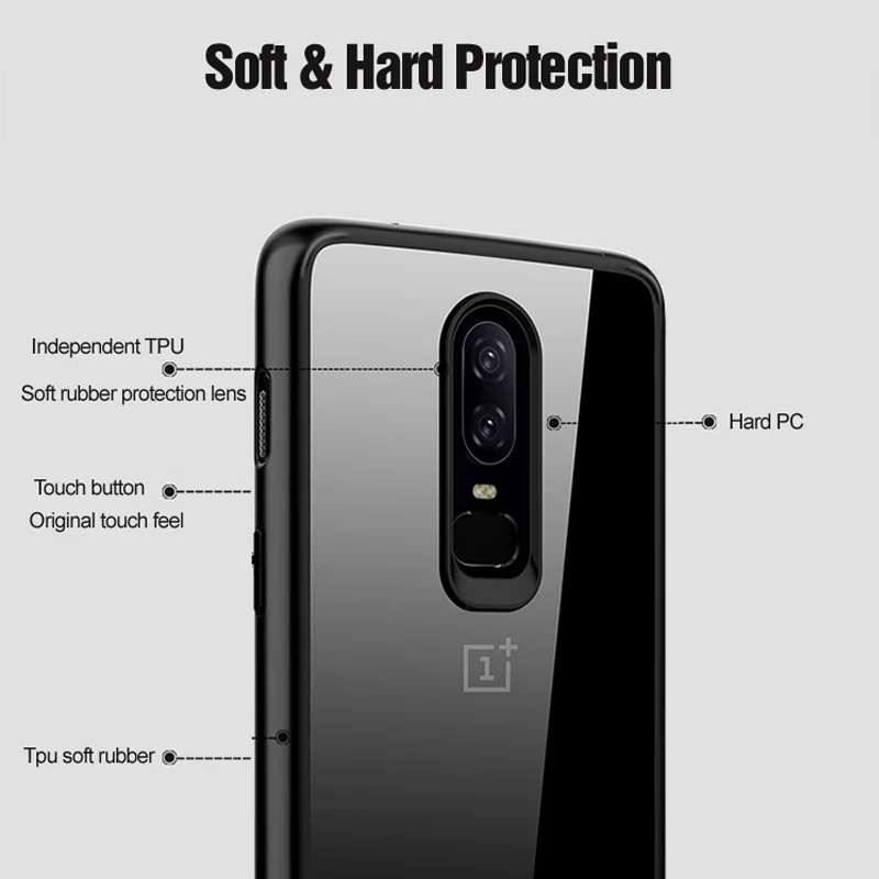 Oneplus 6 case one plus Vpower Crystal Clear Phone protection soft + hard hybrid for oneplus six 1+6 cover | Мобильные телефоны и