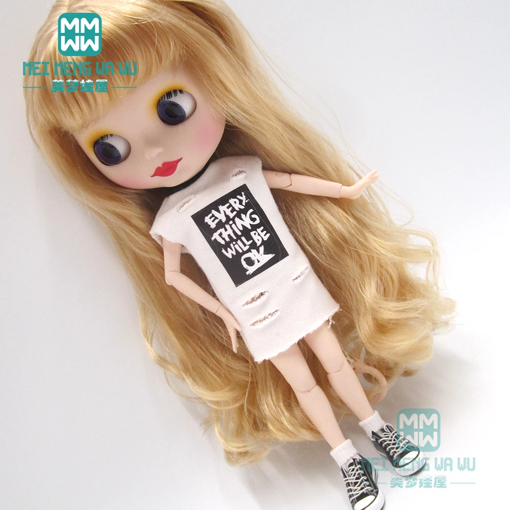 1 шт. Blyth Кукла одежда Повседневный Белый свитер, рваные брюки для Blyth Azone 1/6 кукла аксессуары