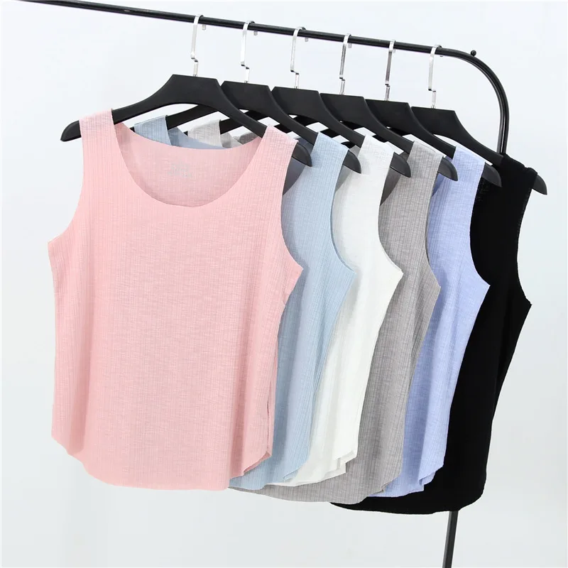 Home Vest Female Summer Living Clothes Elastic Knitted Thin Style Tank Tops Solid Sexy Woman Clothing Sportswear | Женская одежда