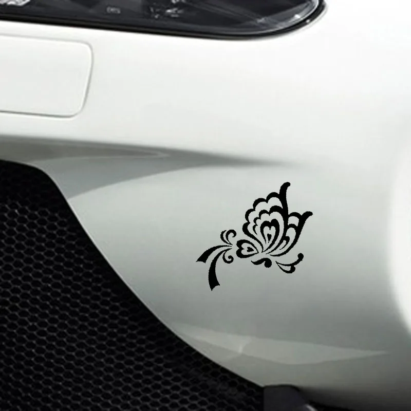 

YJZT 10CM*16.4CM Beautiful Butterfly Cool Vinyl Decal Car Sticker Black/Silver C19-0504