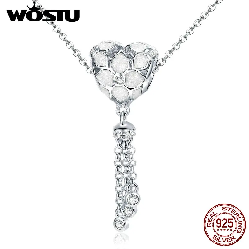 WOSTU Подлинная 925 пробы серебряные цветущие подвески в форме хрустальных цветов