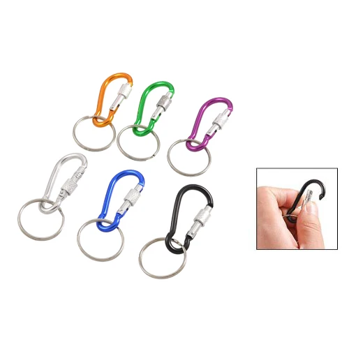 

KSOL 6 Pcs 2.5cm Metal Ring Colorful Carabiner Hooks Pouch Holder Keyring