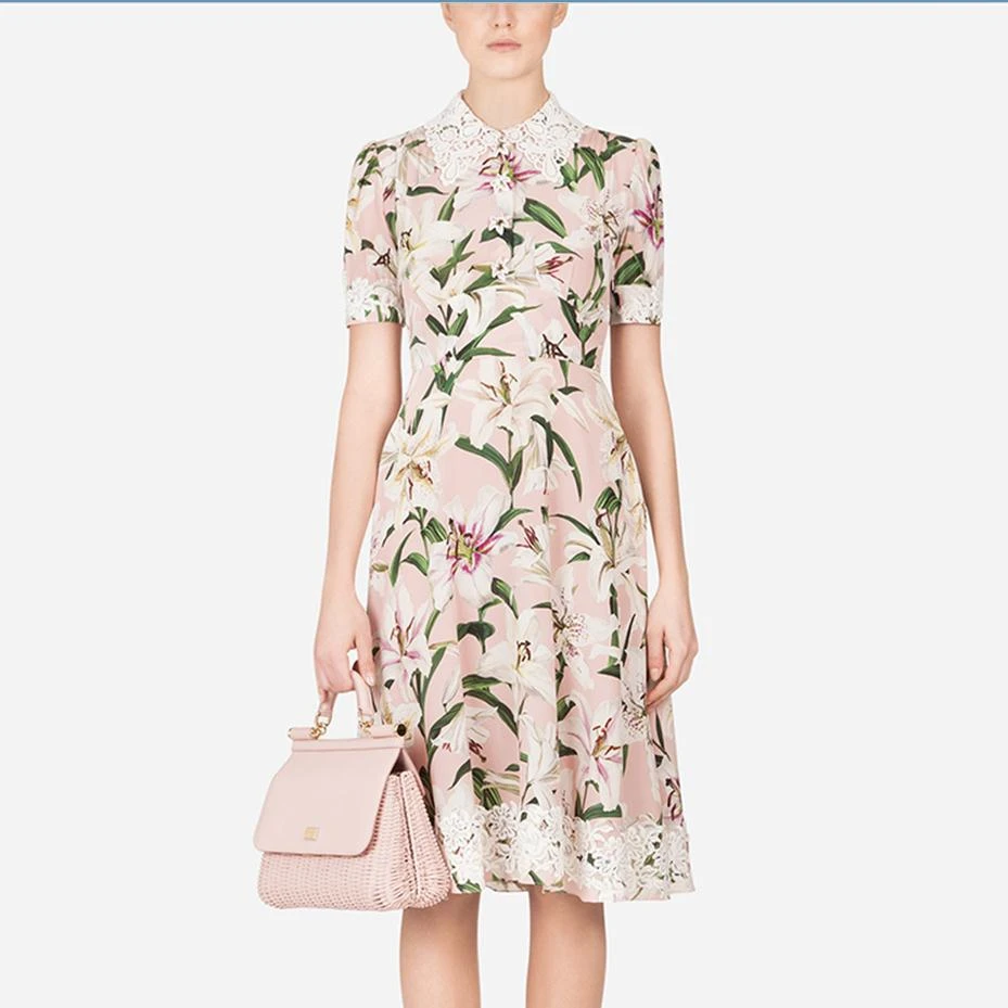 Дизайнерское розовое платье для подиума женская летняя белая кружевная рубашка