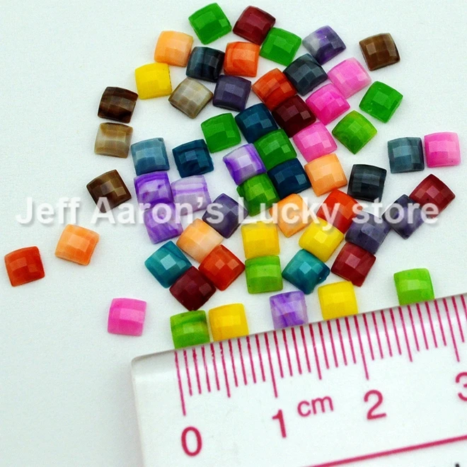 60 шт. 4 мм квадратных смолы Дизайн ногтей Аксессуары Инструменты плоской задней