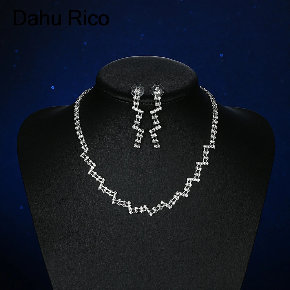 Серебряный цвет viennois colgantes ohrringe bijoux femme ensemble godki jewelry Dahu Rico Свадебный комплект