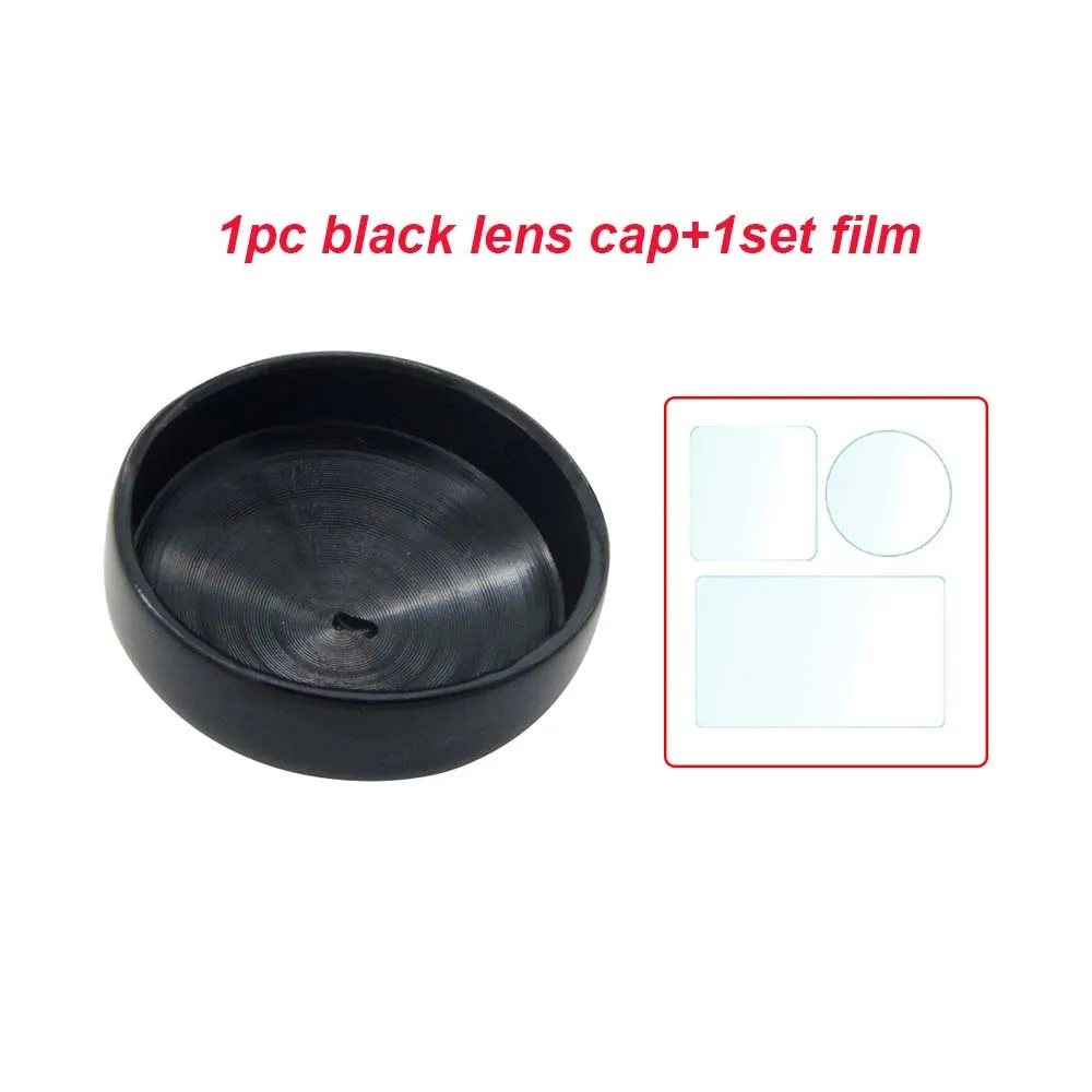 film and black cap JINSERTA 4in1Silicone крышка объектива Закаленное стекло Защитная пленка для экрана пленка для объектива для DJI OSMO аксессуары для экшн-камеры - Цвет: film and black cap