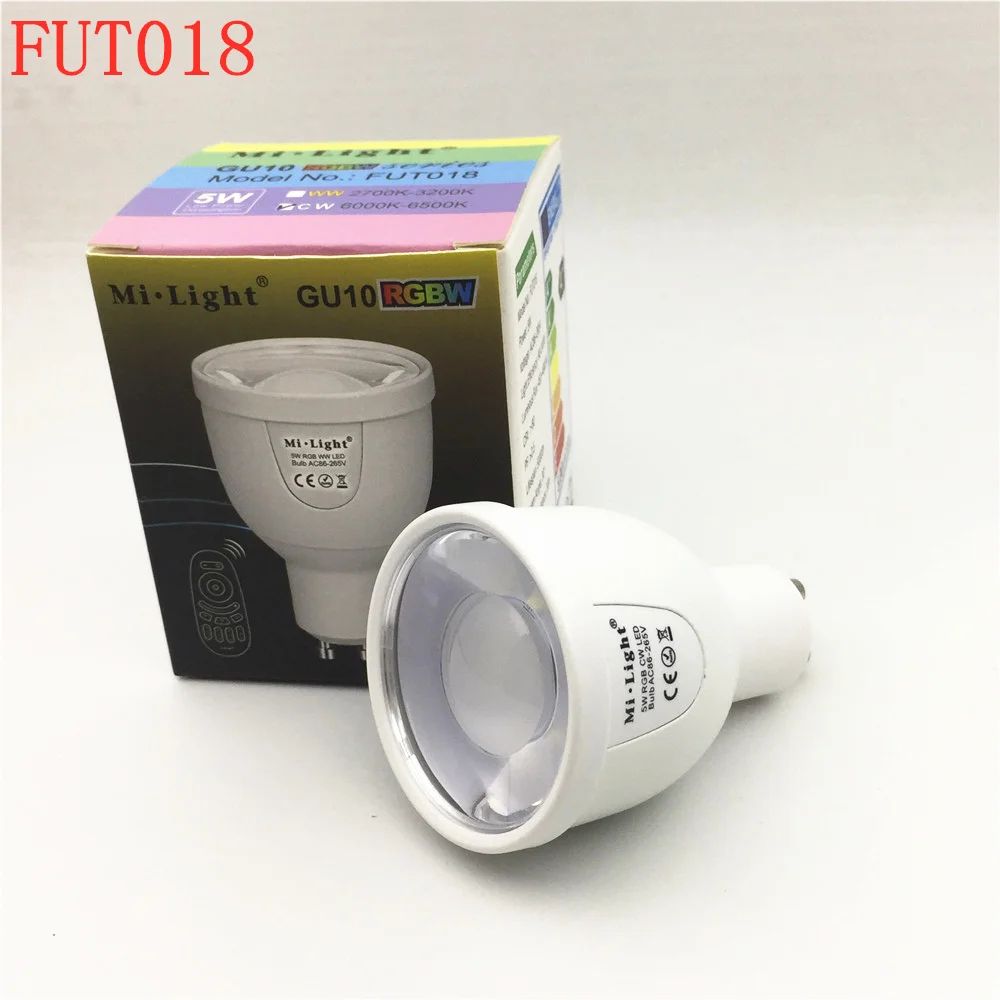 MiLight 2 4 ГГц FUT018 series 5 Вт GU10 умные регулируемые 86-265 V RGBCW RGBWW светодиодный лампа свет