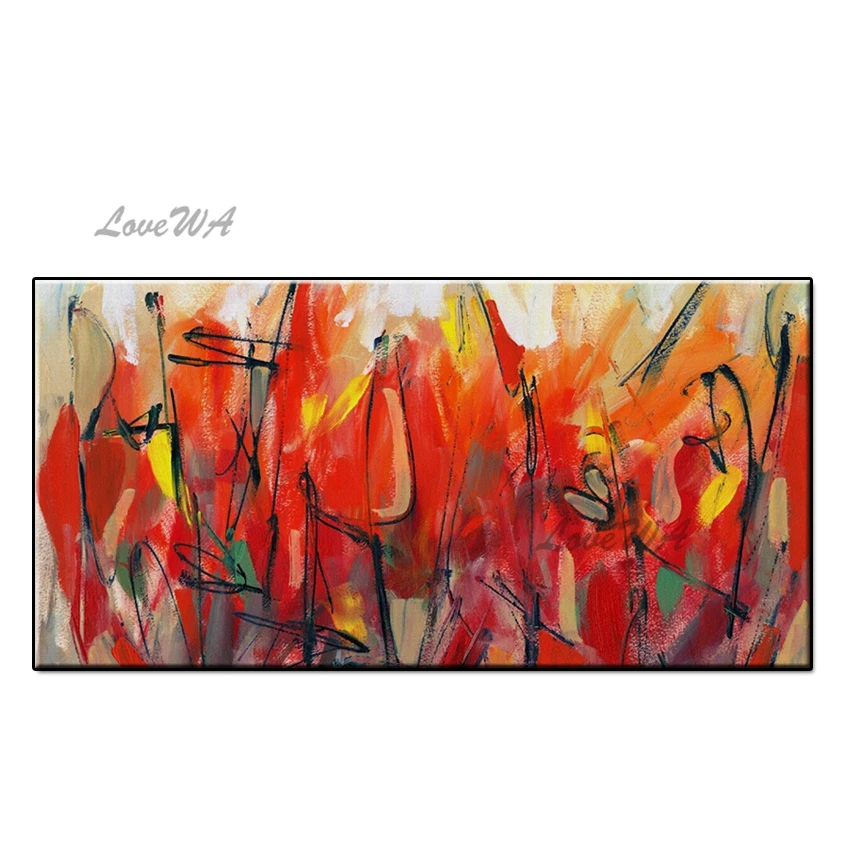 

Love Wall Art Red Tree Pictures Handpainted Modern Abstract Art Oil Paintings Wall Art Canvas Painting Pictures for Living Room