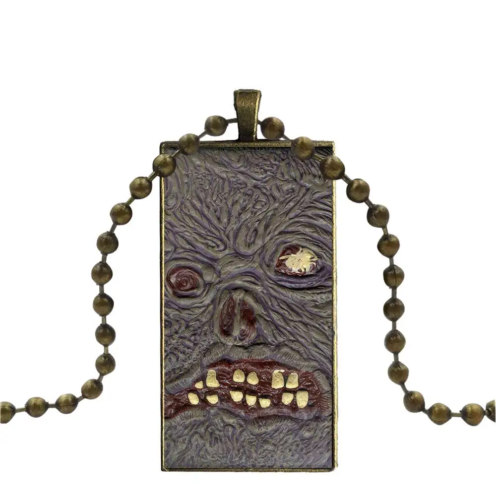 EJ glaze Evil Dead Book винтажное ювелирное изделие Бронзовое стекло колье с кабошоном