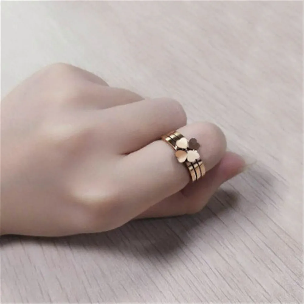 Четырехлистным клевером для женщин розовое золото кольцо с орнаментом из