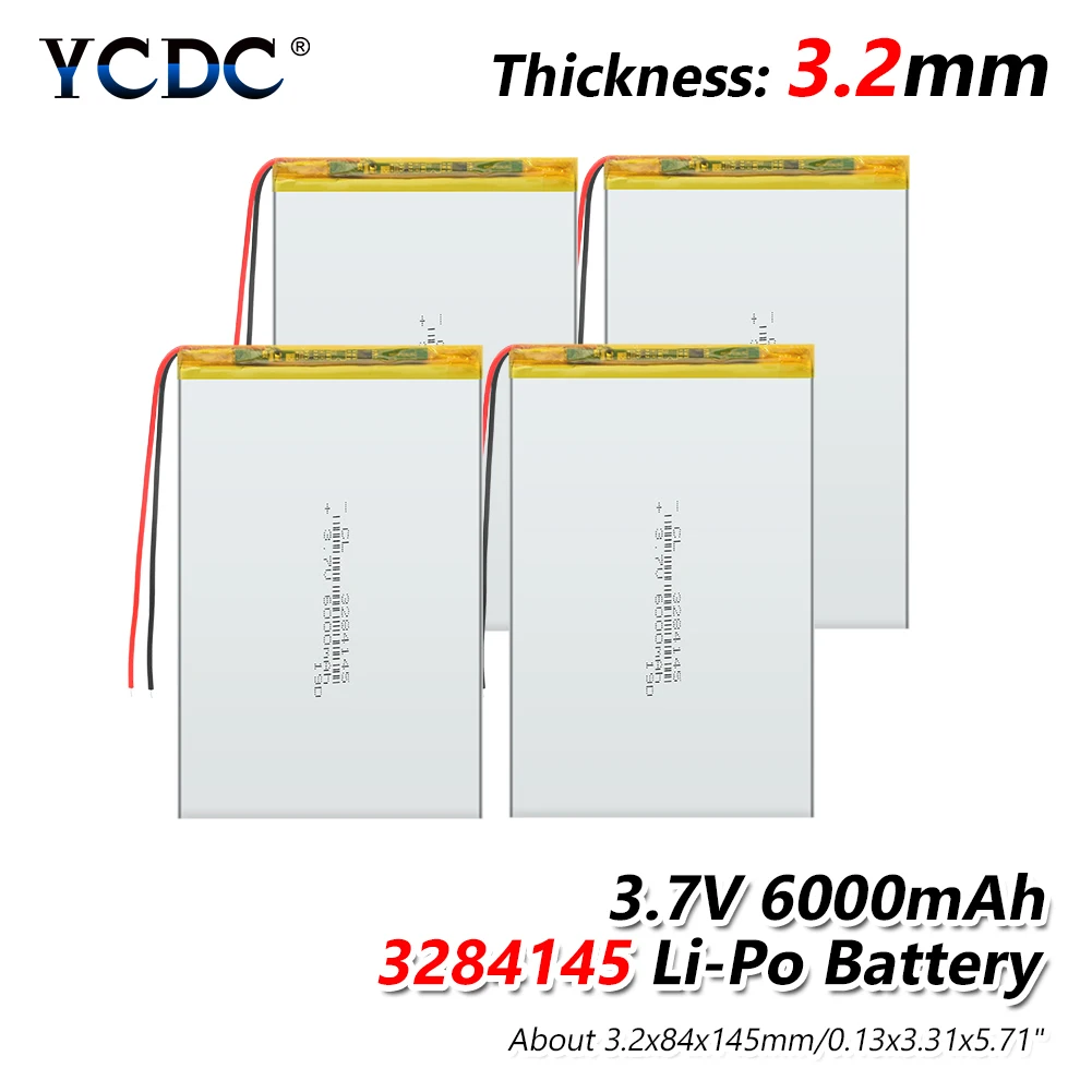 Литий-полимерный аккумулятор 3,7 V Вольт 1/2/4 шт. 3284145 3,7 v 6000mah li-po ion lipo аккумуляторные батареи для dvd gps навигации