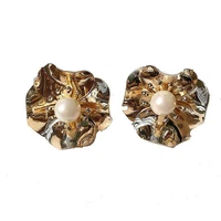 hot sale big metal flower stud earrings fashion ethnic metal floral statement earrings rhinestone earrings