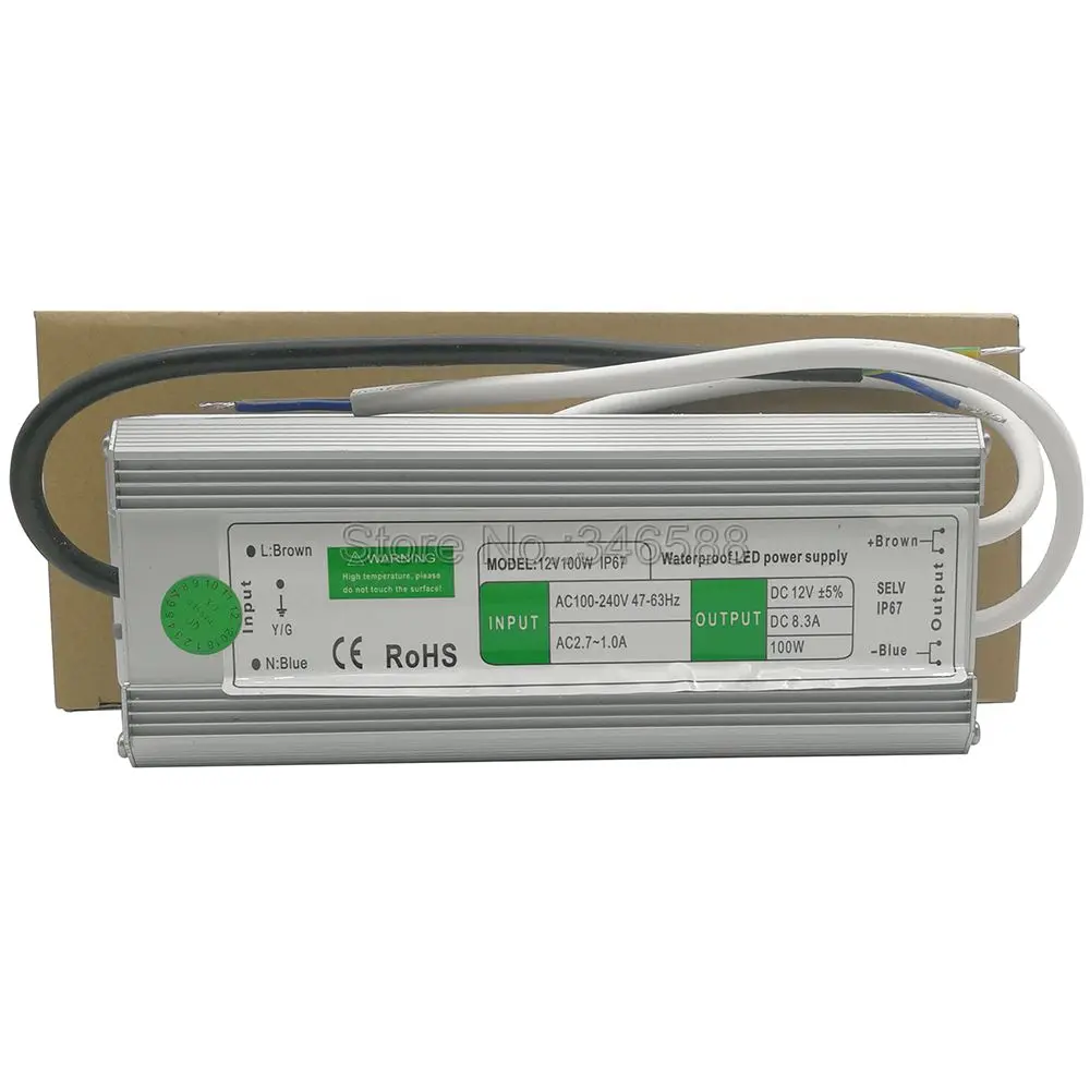 DC12V IP67 Водонепроницаемый Открытый Светодиодный драйвер освещения трансформаторный источник питания мощностью 10 Вт, 15 Вт, 20 Вт, 25 Вт 30 Вт, светодиодные полосы освещения мощностью 45 Вт, 50 Вт, 60 Вт, 80 Вт, 100 Вт 120 W 150 W