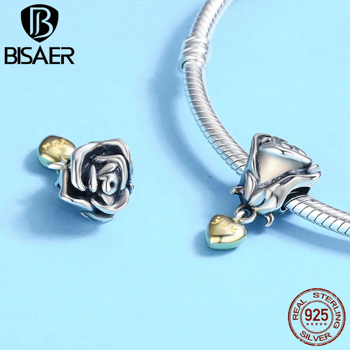 Горячая Распродажа, 925 пробы, серебро, роза, цветок, сердце, бусины, шарм, подходит для шармов,, 925, браслет, ожерелье, Стерлинговое серебро, ювелирные изделия